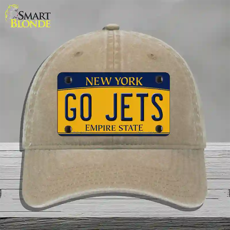 New York Go Jets Novelty License Plate Hat Tag Unconstructed Cotton Khaki