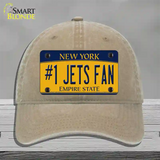 Number 1 Jets Fan New York Novelty License Plate Hat Tag Unconstructed Cotton Khaki