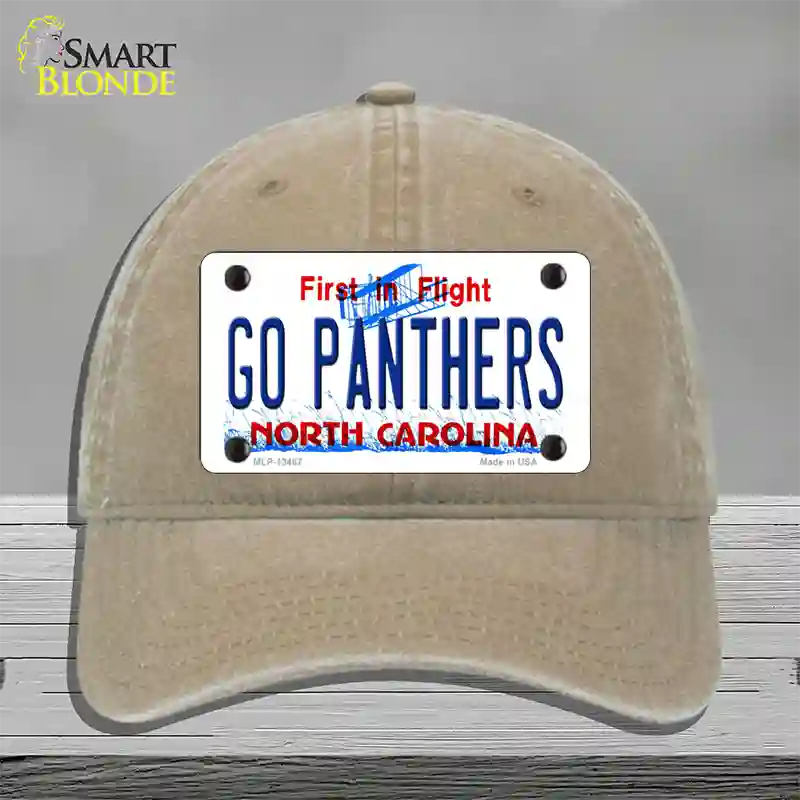 Go Panthers North Carolina Novelty License Plate Hat Tag Unconstructed Cotton Khaki