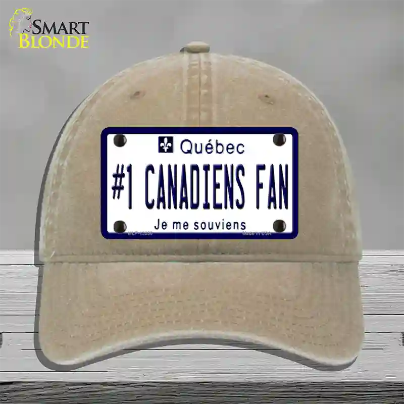 Number 1 Canadiens Fan Novelty License Plate Hat Tag Unconstructed Cotton / Khaki