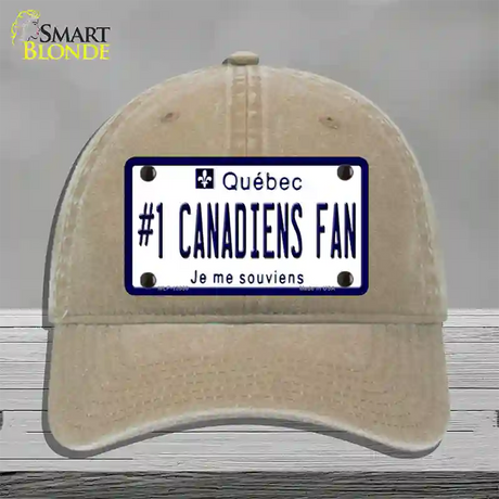 Number 1 Canadiens Fan Novelty License Plate Hat Tag Unconstructed Cotton / Khaki