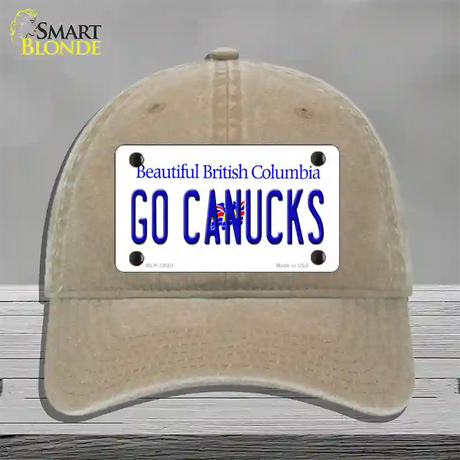 Go Canucks Novelty License Plate Hat Tag Unconstructed Cotton / Khaki