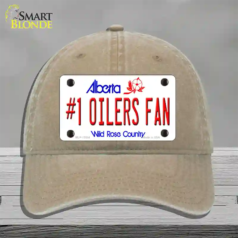 Number 1 Oilers Fan Novelty License Plate Hat Tag Unconstructed Cotton / Khaki