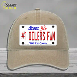 Number 1 Oilers Fan Novelty License Plate Hat Tag Unconstructed Cotton / Khaki