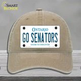 Go Senators Novelty License Plate Hat Tag Unconstructed Cotton Khaki