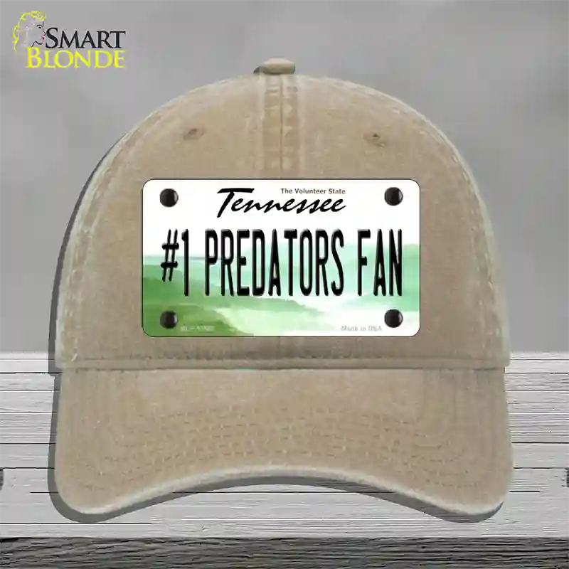 Number 1 Predators Fan Novelty License Plate Hat Tag Unconstructed Cotton Khaki