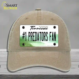 Number 1 Predators Fan Novelty License Plate Hat Tag Unconstructed Cotton Khaki