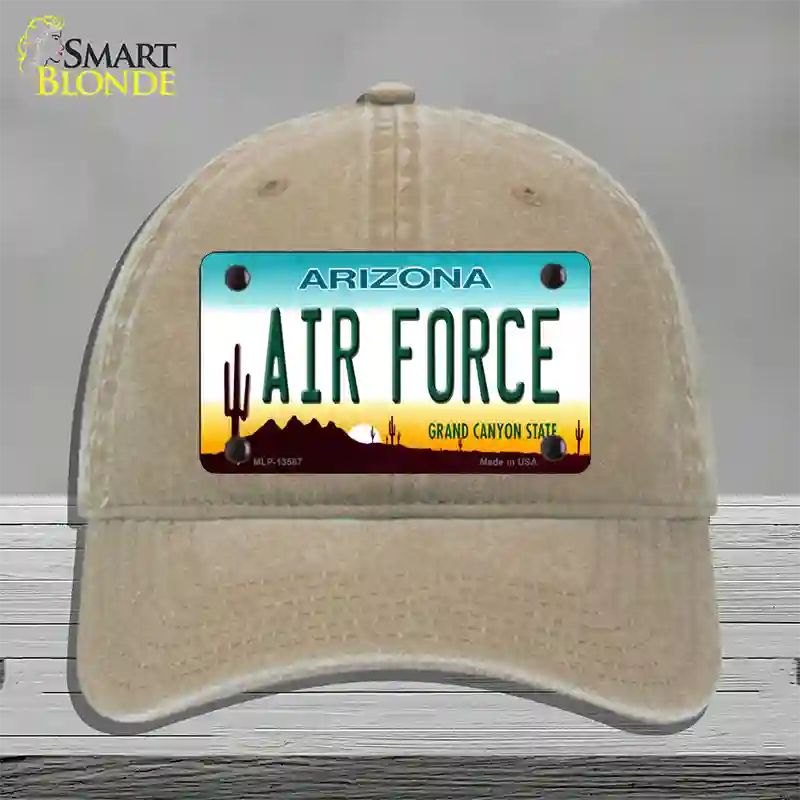 Air Force Arizona Novelty License Plate Hat Tag Unconstructed Cotton Khaki