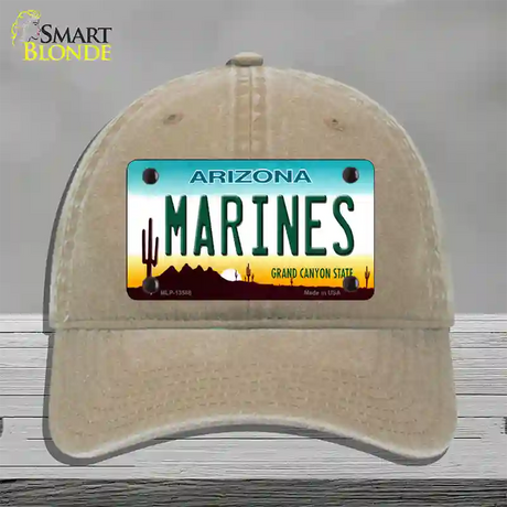 Marines Arizona Novelty License Plate Hat Tag Unconstructed Cotton / Khaki