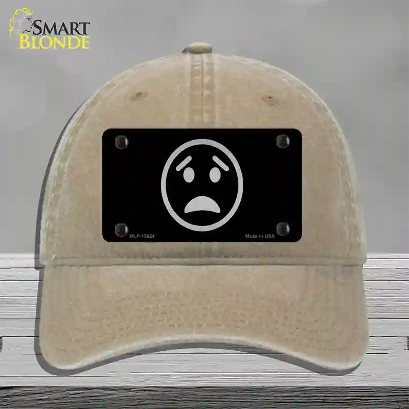 Worried Black Novelty License Plate Hat Tag Unconstructed Cotton Khaki
