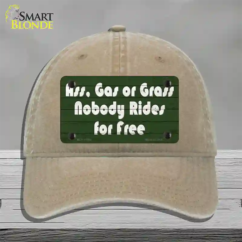 Ass Gas Or Grass Novelty License Plate Hat Tag Unconstructed Cotton Khaki