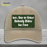 Ass Gas Or Grass Novelty License Plate Hat Tag Unconstructed Cotton Khaki