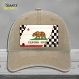 California Racing Flag Novelty License Plate Hat Tag Unconstructed Cotton Khaki