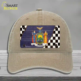 New York Racing Flag Novelty License Plate Hat Tag Unconstructed Cotton Khaki