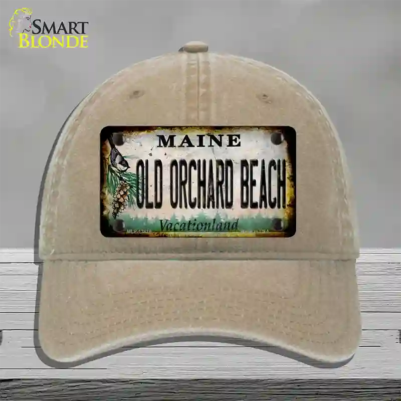 Old Orchard Beach Maine Rusty Novelty License Plate Hat Tag Unconstructed Cotton Khaki