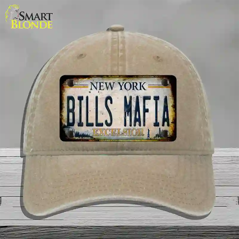 Bills Mafia New York Rusty Novelty License Plate Hat Tag Unconstructed Cotton Khaki