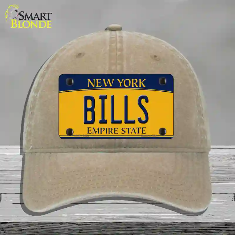Bills New York Yellow Novelty License Plate Hat Tag Unconstructed Cotton Khaki