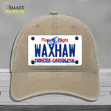 Waxhaw North Carolina Novelty License Plate Hat Tag Unconstructed Cotton Khaki