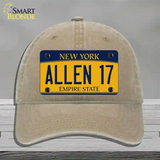 Allen 17 New York Novelty License Plate Hat Tag Unconstructed Cotton Khaki