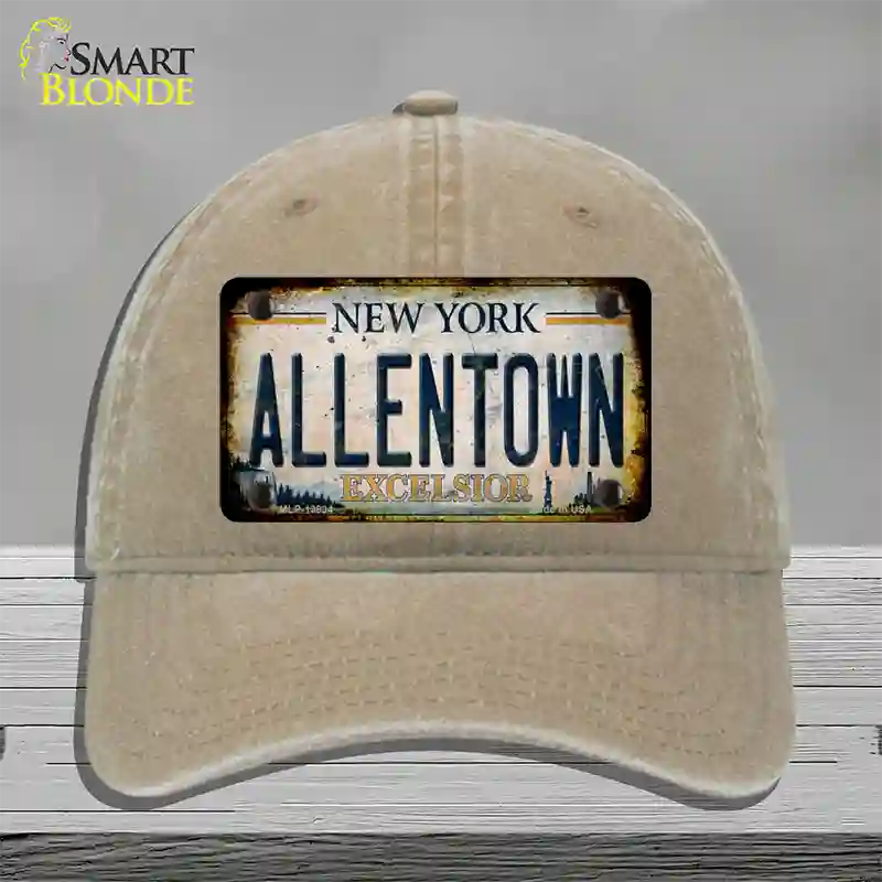 Allentown Excelsior New York Rusty Novelty License Plate Hat Tag Unconstructed Cotton Khaki
