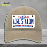Acre Station North Carolina Novelty License Plate Hat Tag Unconstructed Cotton Khaki