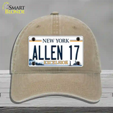 Allen 17 NY Excelsior Novelty License Plate Hat Tag Unconstructed Cotton Khaki