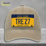 Tre 27 New York Yellow Novelty License Plate Hat Tag Unconstructed Cotton Khaki