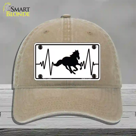 Horse Heart Beat Novelty License Plate Hat Tag Unconstructed Cotton / Khaki
