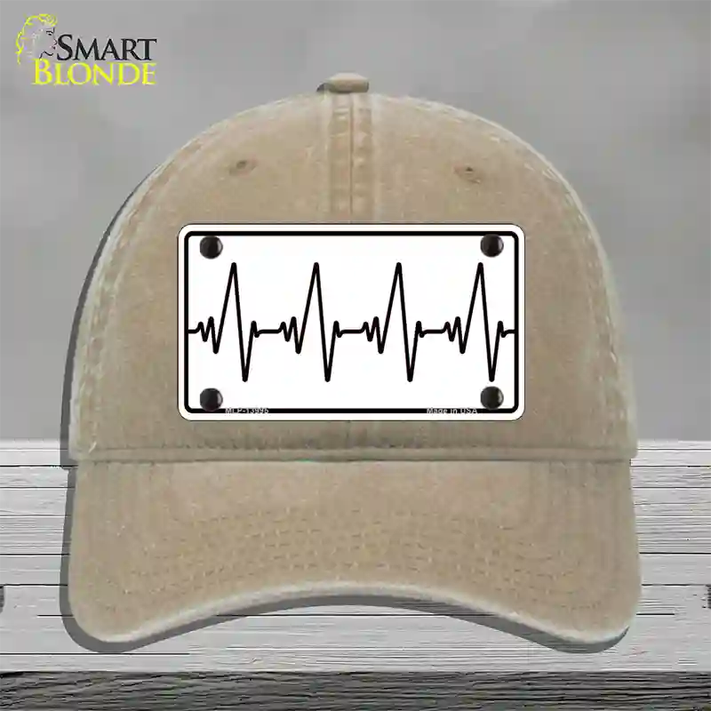 Heart Beats Novelty License Plate Hat Tag Unconstructed Cotton / Khaki