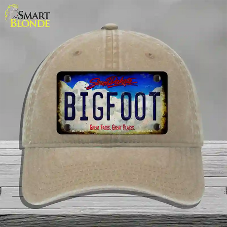 Bigfoot South Dakota Novelty License Plate Hat Tag Unconstructed Cotton / Khaki