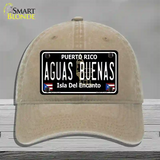 Aguas Buenas Puerto Rico Black Novelty License Plate Hat Unconstructed Cotton / Khaki