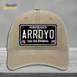 Arroyo Puerto Rico Black Novelty License Plate Hat Unconstructed Cotton / Khaki