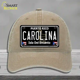 Carolina Puerto Rico Black Novelty License Plate Hat Unconstructed Cotton / Khaki