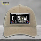 Corozal Puerto Rico Black Novelty License Plate Hat Unconstructed Cotton / Khaki
