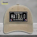 Hatillo Puerto Rico Black Novelty License Plate Hat Unconstructed Cotton / Khaki