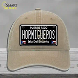 Hormigueros Puerto Rico Black Novelty License Plate Hat Unconstructed Cotton / Khaki
