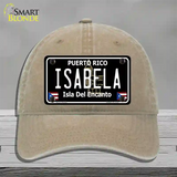 Isabela Puerto Rico Black Novelty License Plate Hat Unconstructed Cotton / Khaki