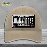 Juana Diaz Puerto Rico Black Novelty License Plate Hat Unconstructed Cotton / Khaki