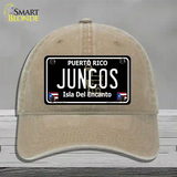 Juncos Puerto Rico Black Novelty License Plate Hat Unconstructed Cotton / Khaki