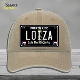 Loiza Puerto Rico Black Novelty License Plate Hat Unconstructed Cotton / Khaki