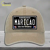 Maricao Puerto Rico Black Novelty License Plate Hat Unconstructed Cotton / Khaki