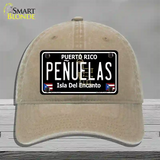 Penuelas Puerto Rico Black Novelty License Plate Hat Unconstructed Cotton / Khaki