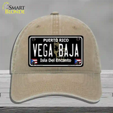Vega Baja Puerto Rico Black Novelty License Plate Hat Unconstructed Cotton / Khaki