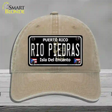 Rio Piedras Puerto Rico Black Novelty License Plate Hat Unconstructed Cotton / Khaki