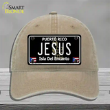 Jesus Puerto Rico Black Novelty License Plate Hat Unconstructed Cotton / Khaki
