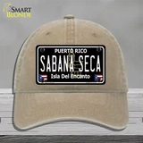 Sabana Seca Puerto Rico Black Novelty License Plate Hat Unconstructed Cotton / Khaki