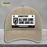 Connecticut POW MIA Some Gave All Novelty License Plate Hat Unconstructed Cotton / Khaki