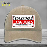 I Speak Four Languages Novelty License Plate Hat HAT-MLP-14512