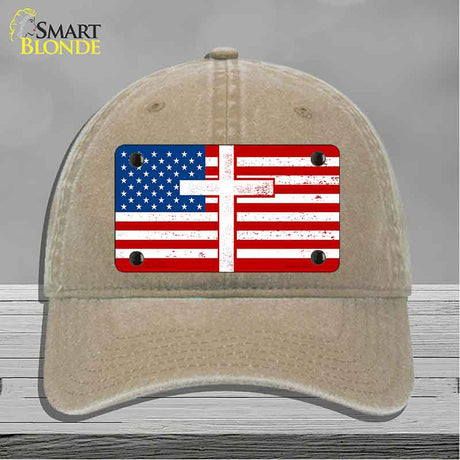 American Flag with Cross Novelty License Plate Hat HAT-MLP-14518