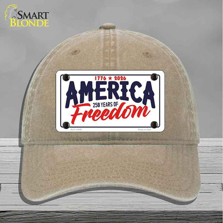 America 250 Years Novelty License Plate Hat HAT-MLP-14546 Unconstructed Cotton Khaki